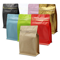 Stand Up Zipper Coffee Bags With Flat Bottom